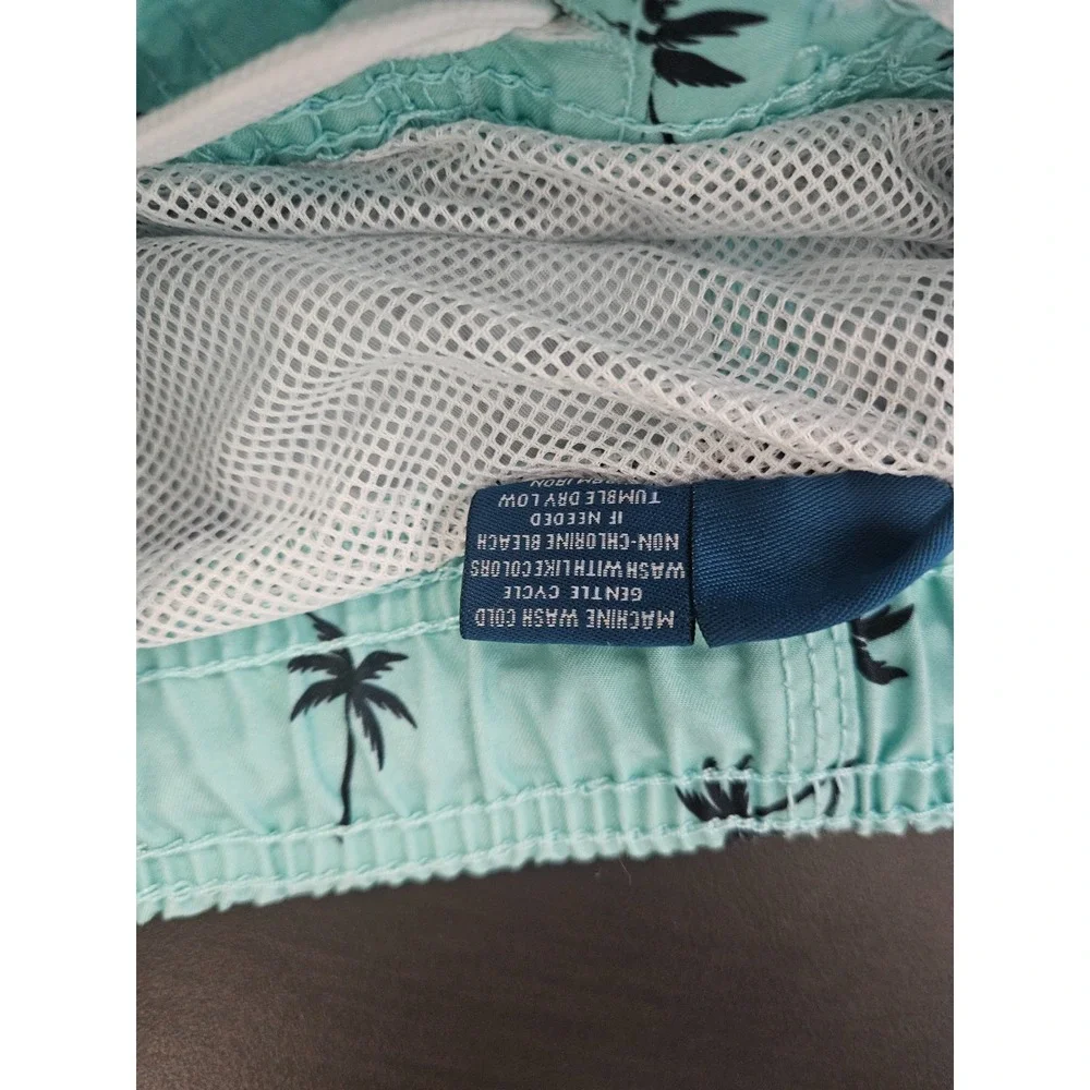 KANU SURF Boys Swim‎ Trunks Size L 14/16 Green Palm Trees Swim Shorts Beach